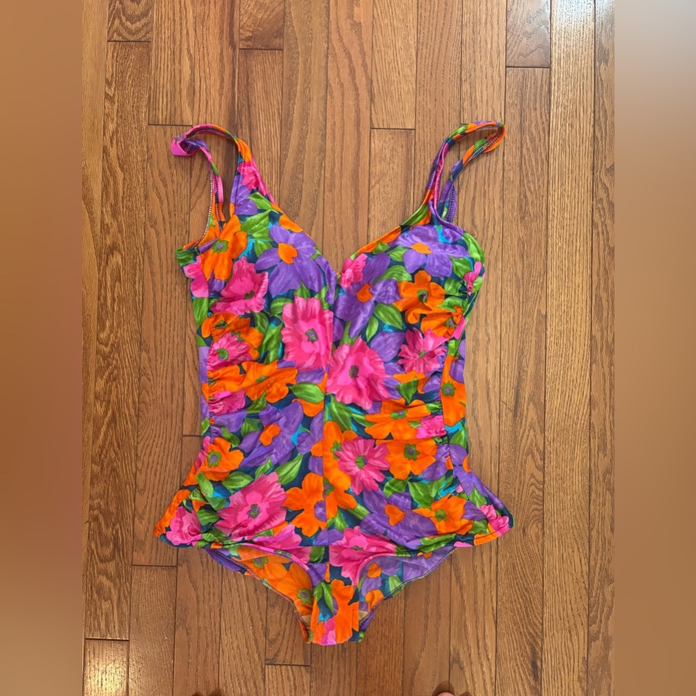 Maxine of Hollywood 90s Vintage Colorful Floral Swimsuit